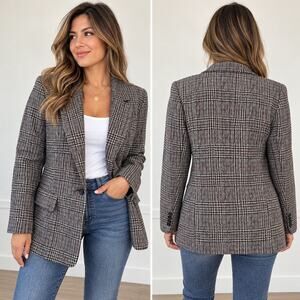 Michelle Stuart Plaid Blazer in Black & Brown Size Small